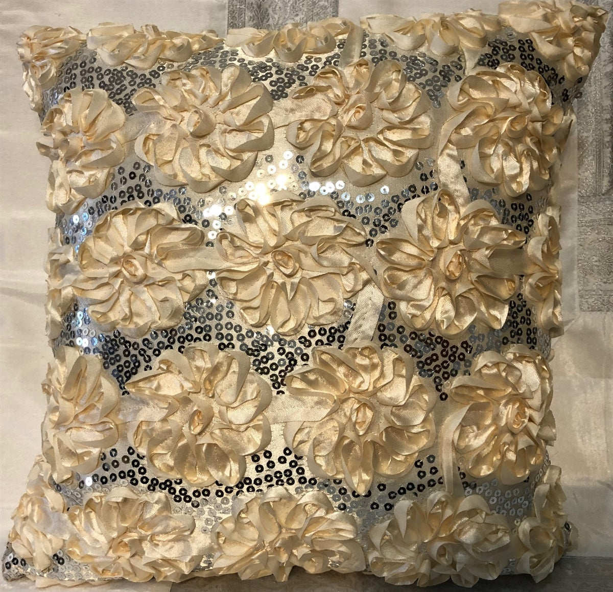 Sequins Flower Design Pillow