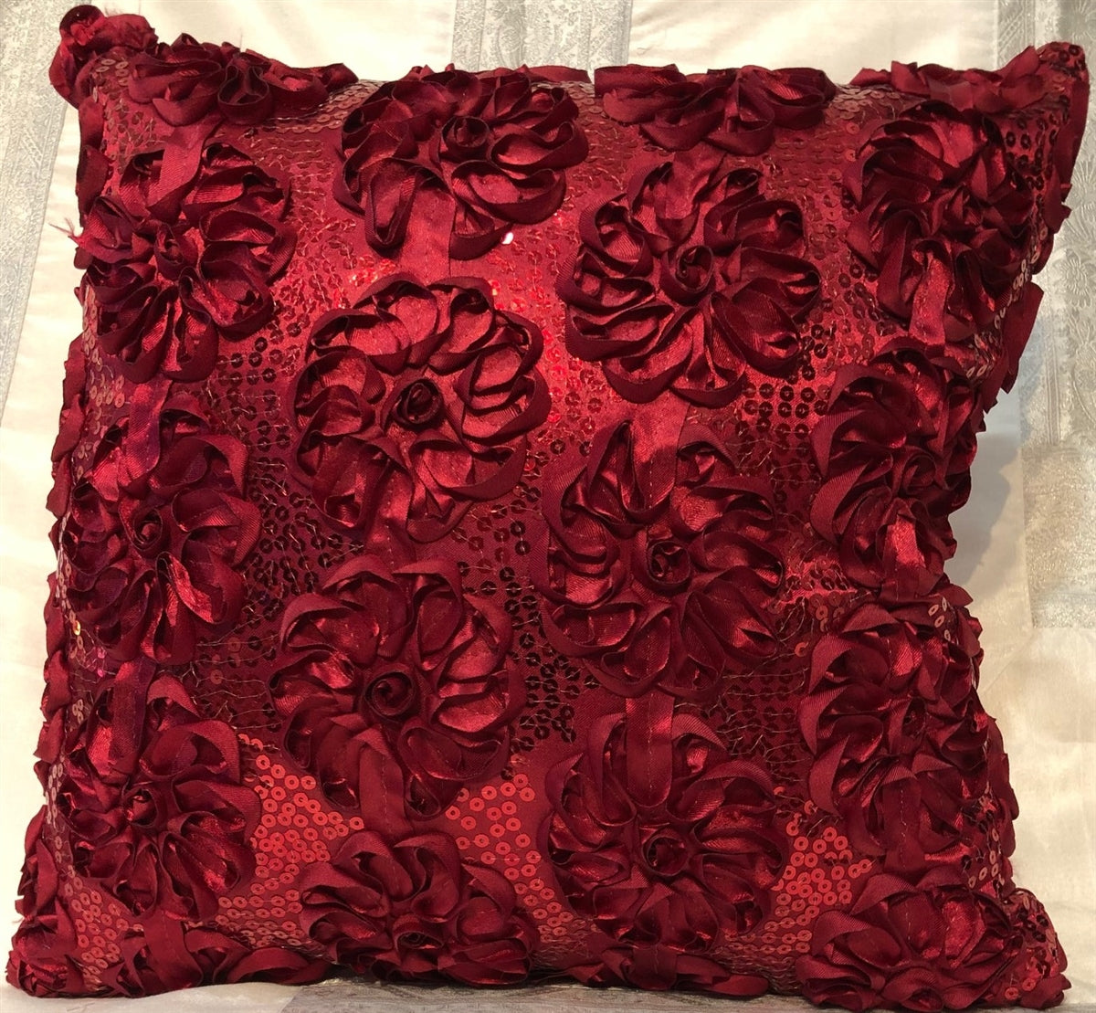 Sequins Flower Design Pillow