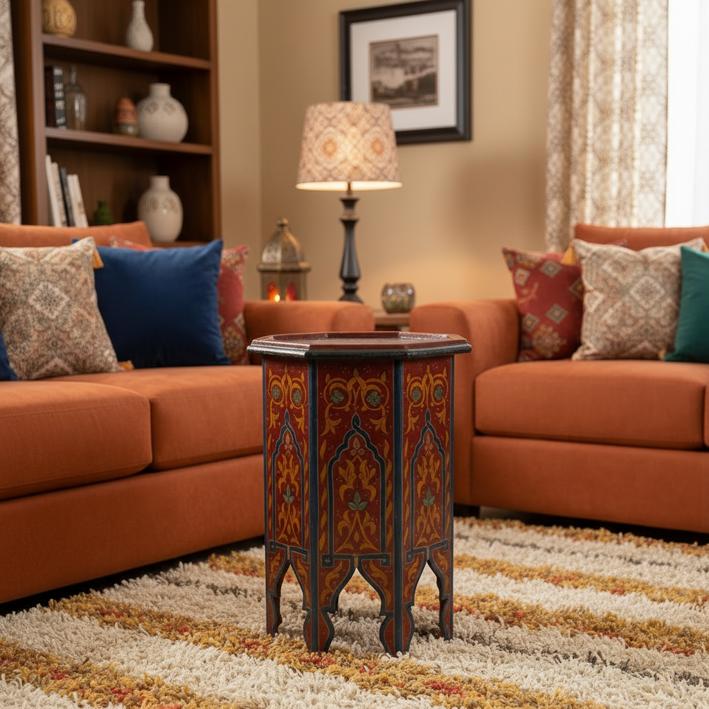 Mesa marroquí de madera maciza