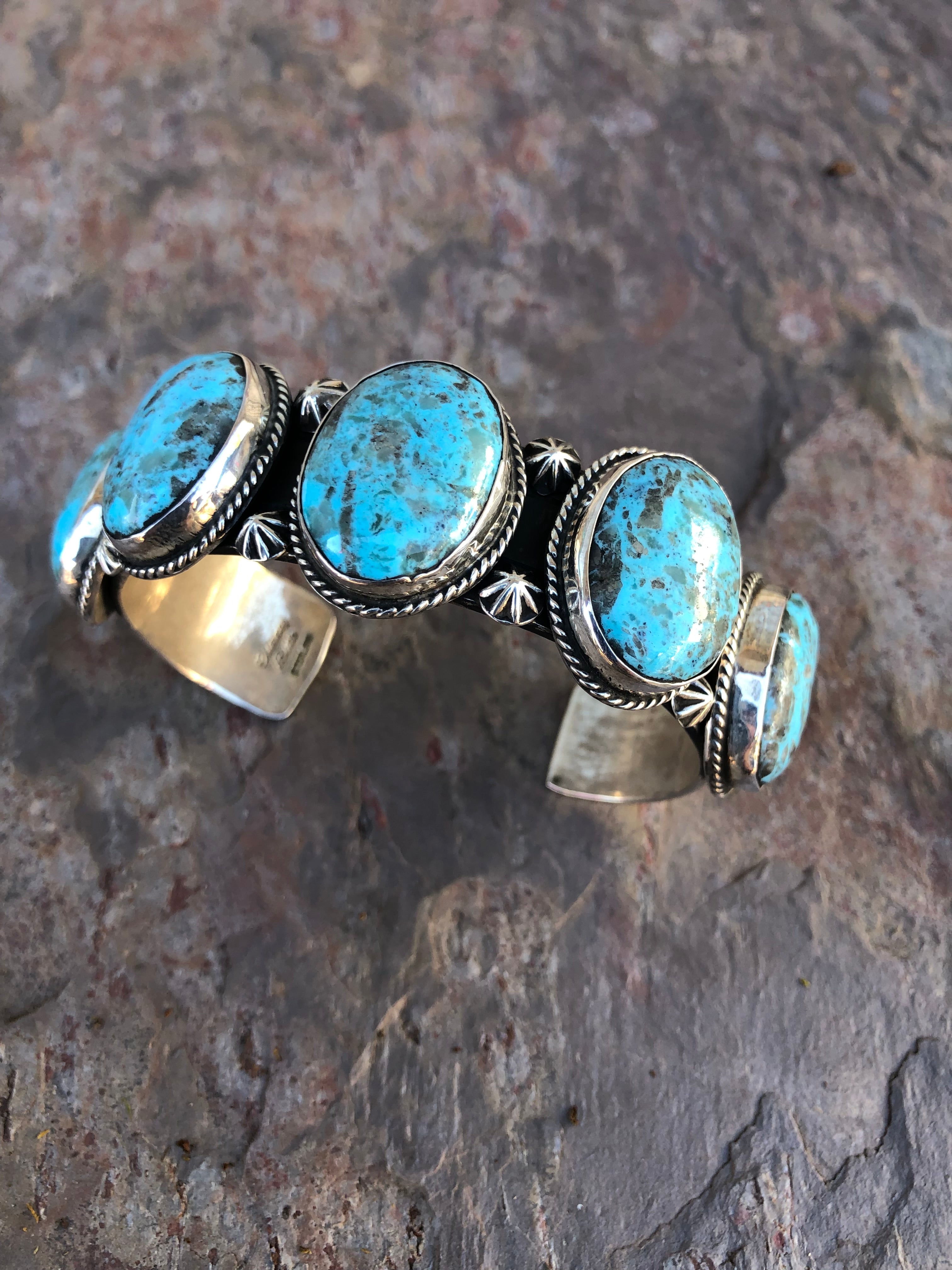 Sterling Silver Kingman Turquoise Bracelet by Chimney Butte