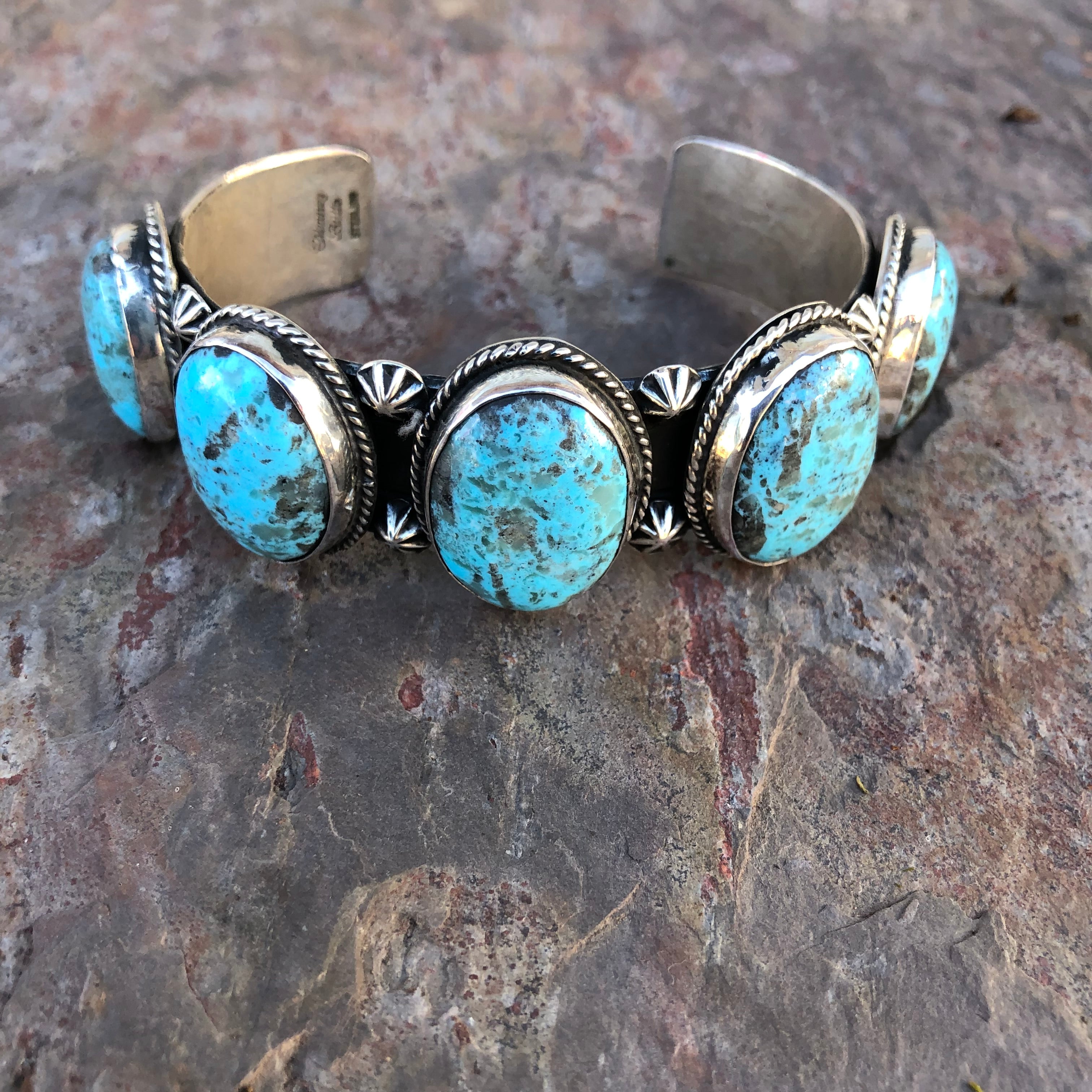 Sterling Silver Kingman Turquoise Bracelet by Chimney Butte