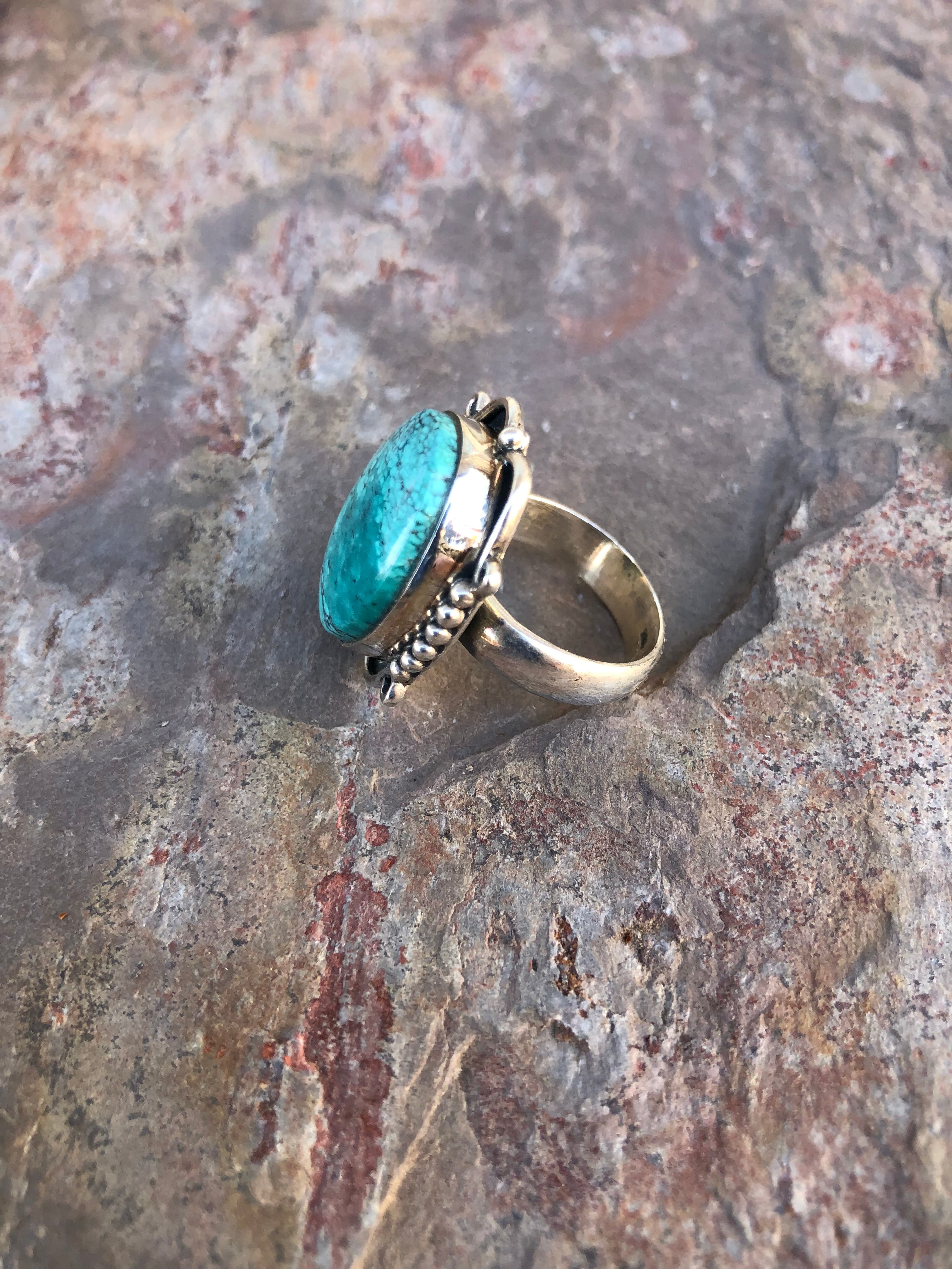 Blue Turquoise Silver Ring