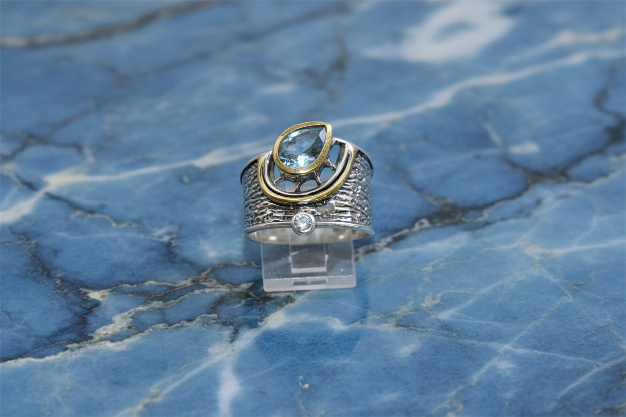 Sterling Silver Double Topaz Ring
