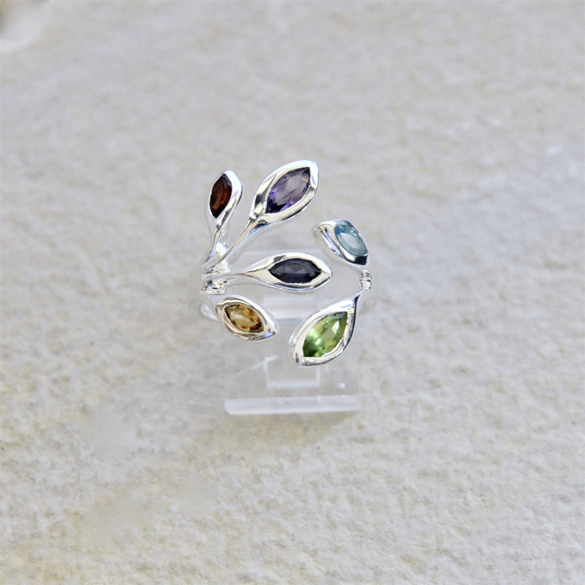 Multi Gem Flower Ring