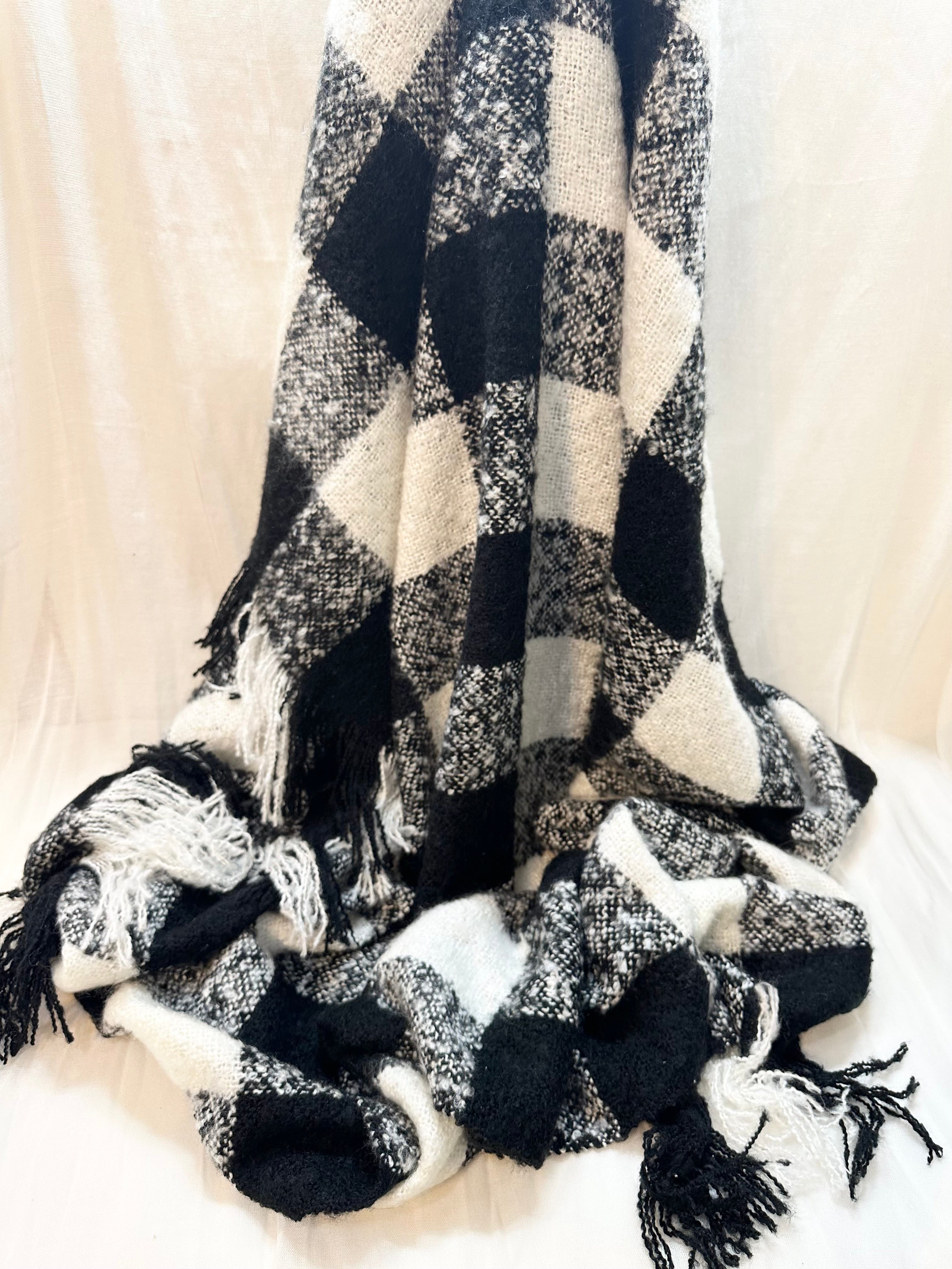 Faux Mohair Buffalo Plaid Throw