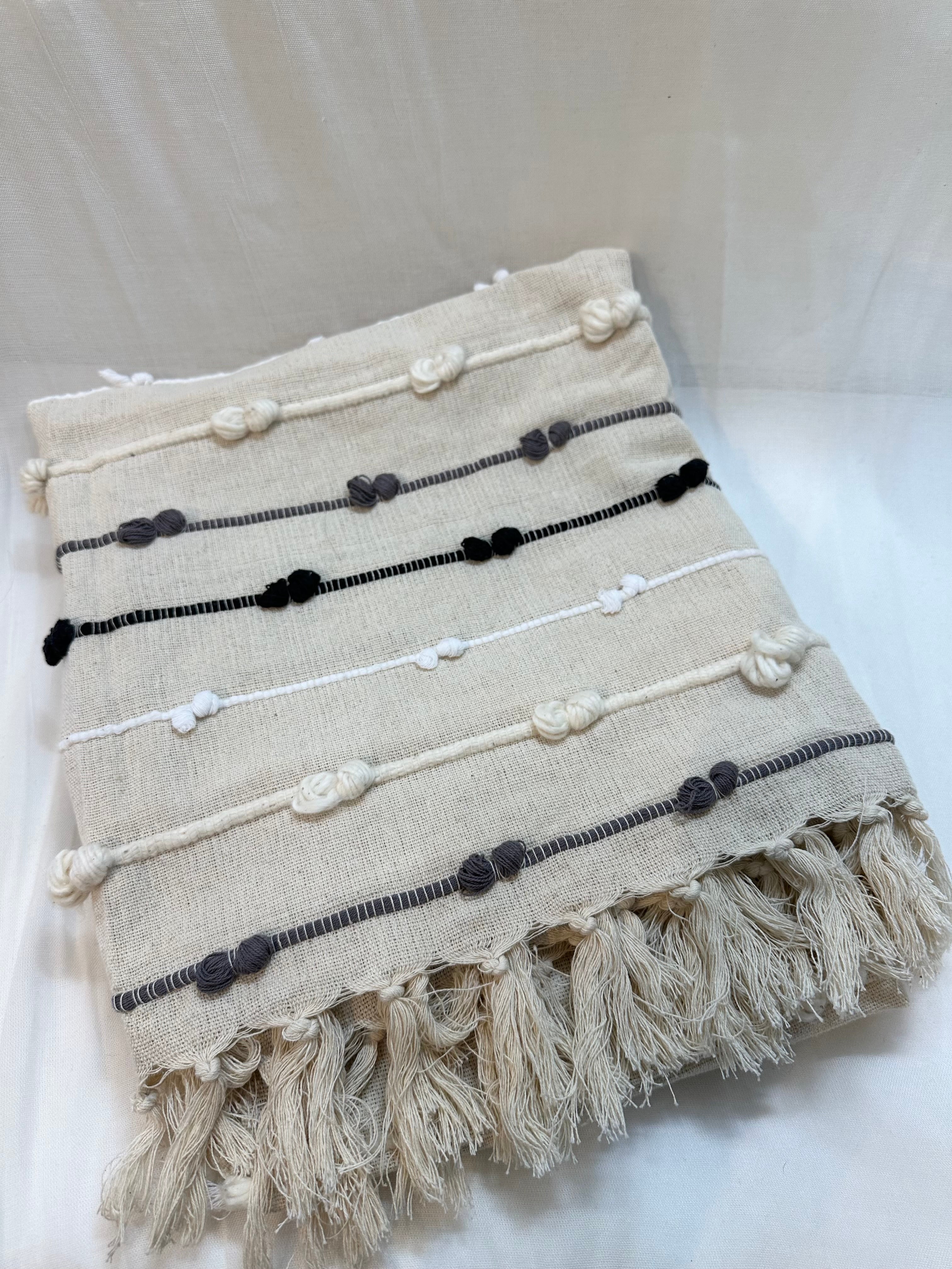 Knotted Cotton Fringe Throw