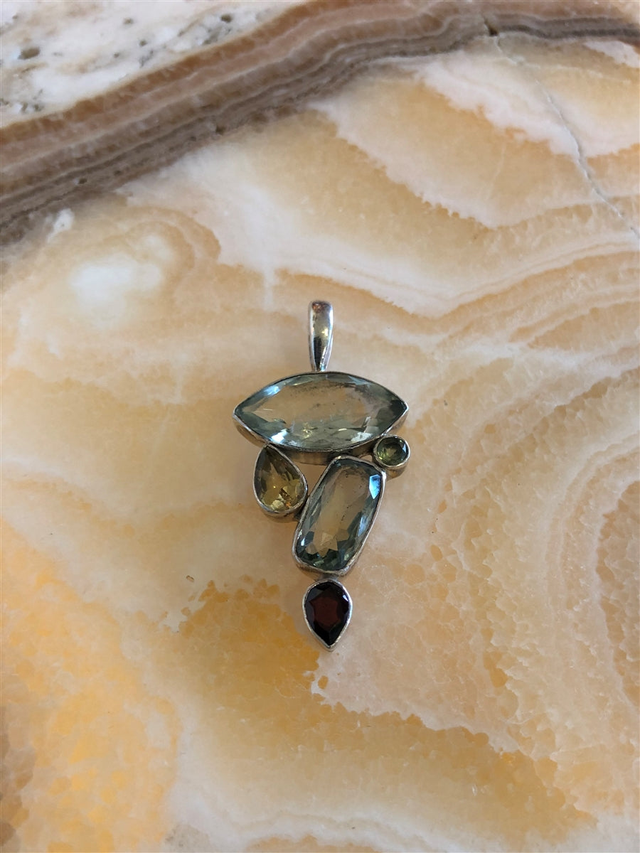 Multi Gem Amethyst Pendant