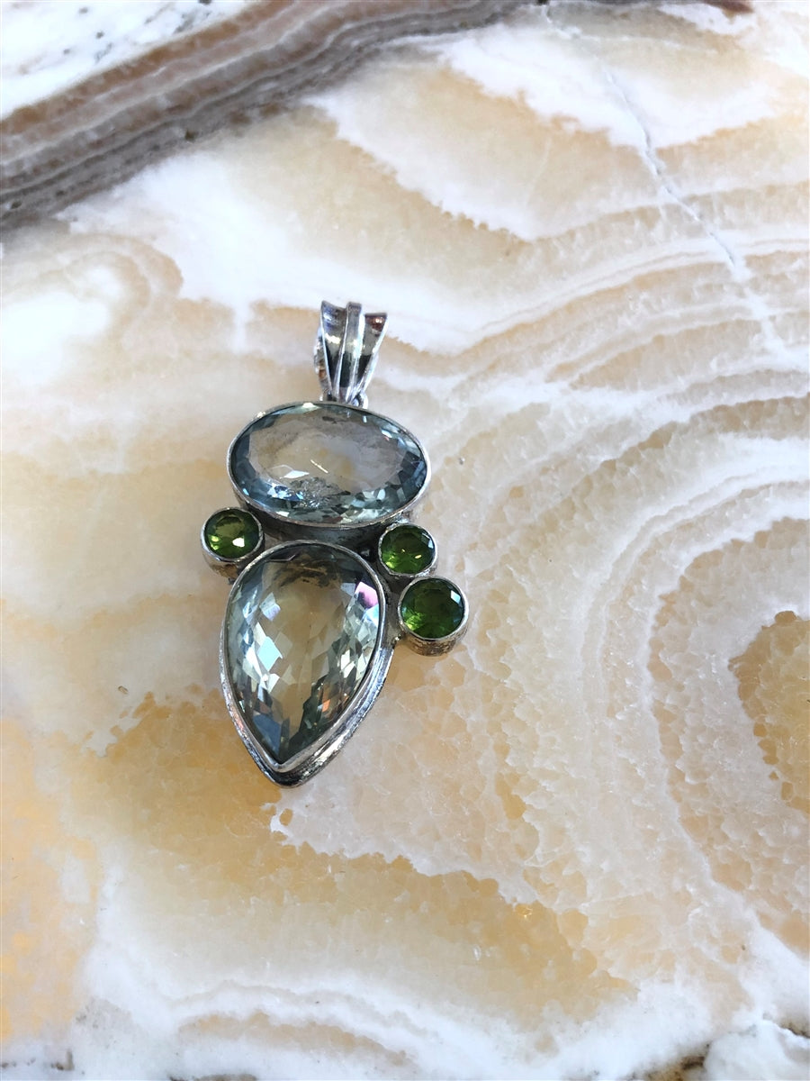 Double Green Amethyst Pendant