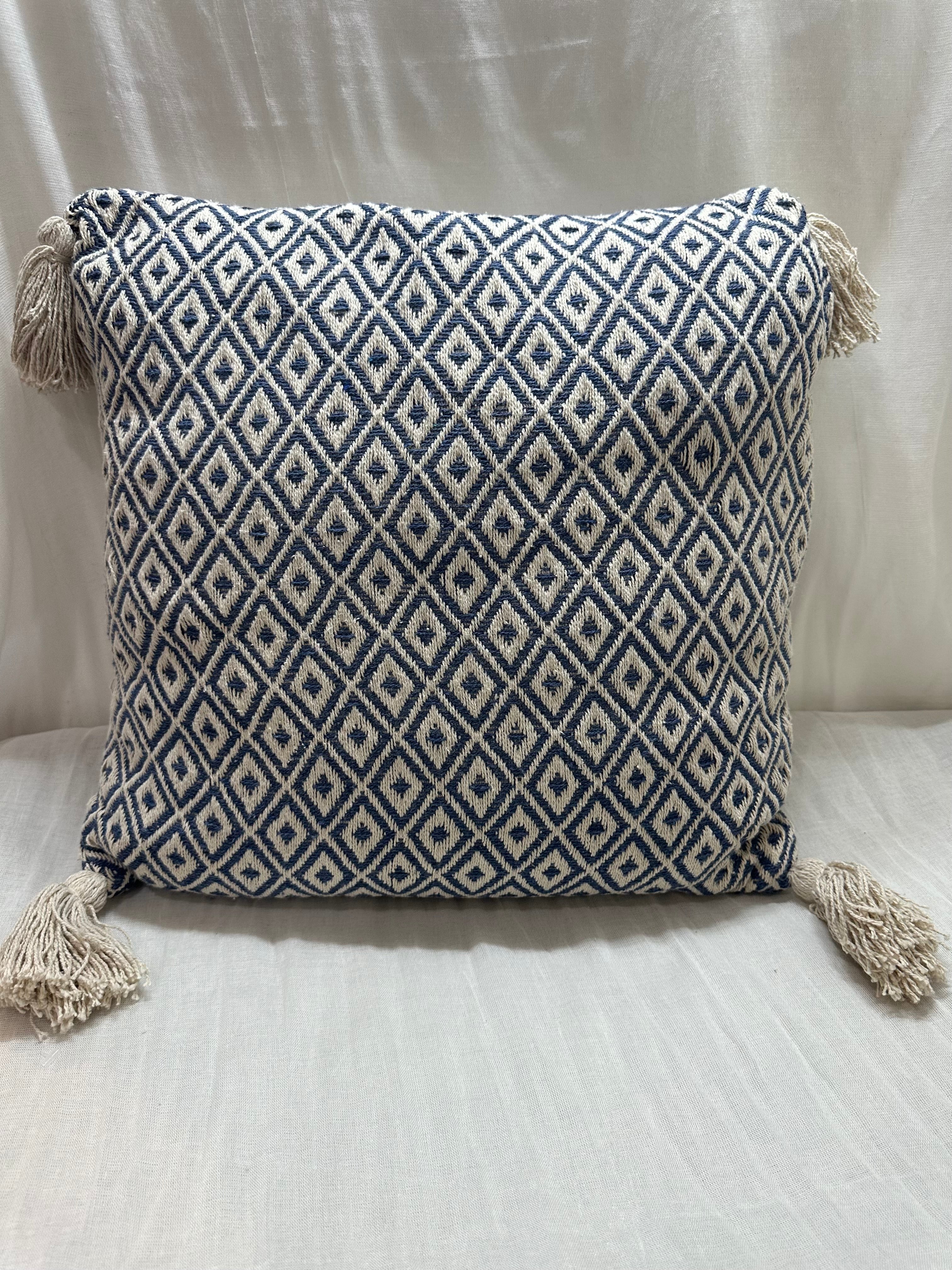 Handwoven Blue Throw Pillow