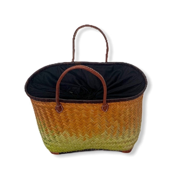 Straw & Leather Travel Bag