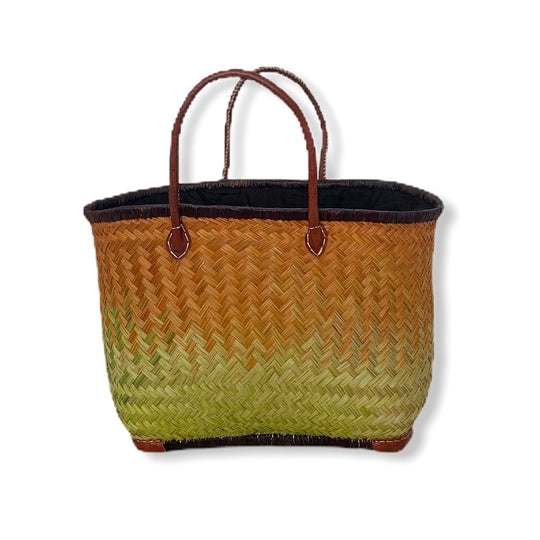 Straw & Leather Travel Bag