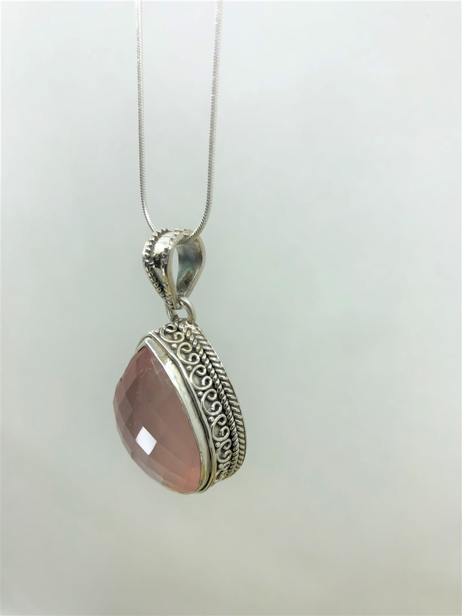 Tear Drop Rose Quartz Pendant