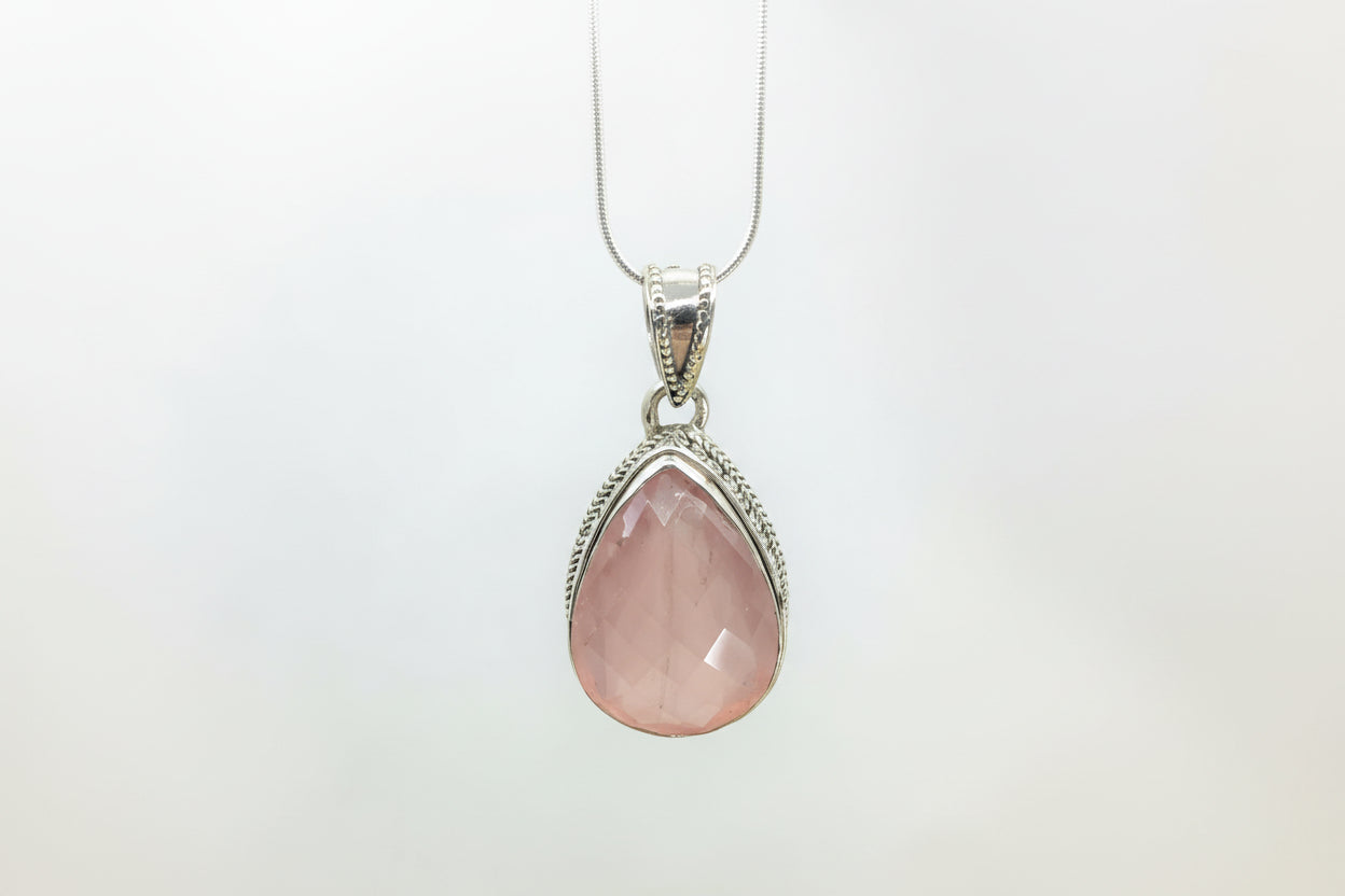 Tear Drop Rose Quartz Pendant