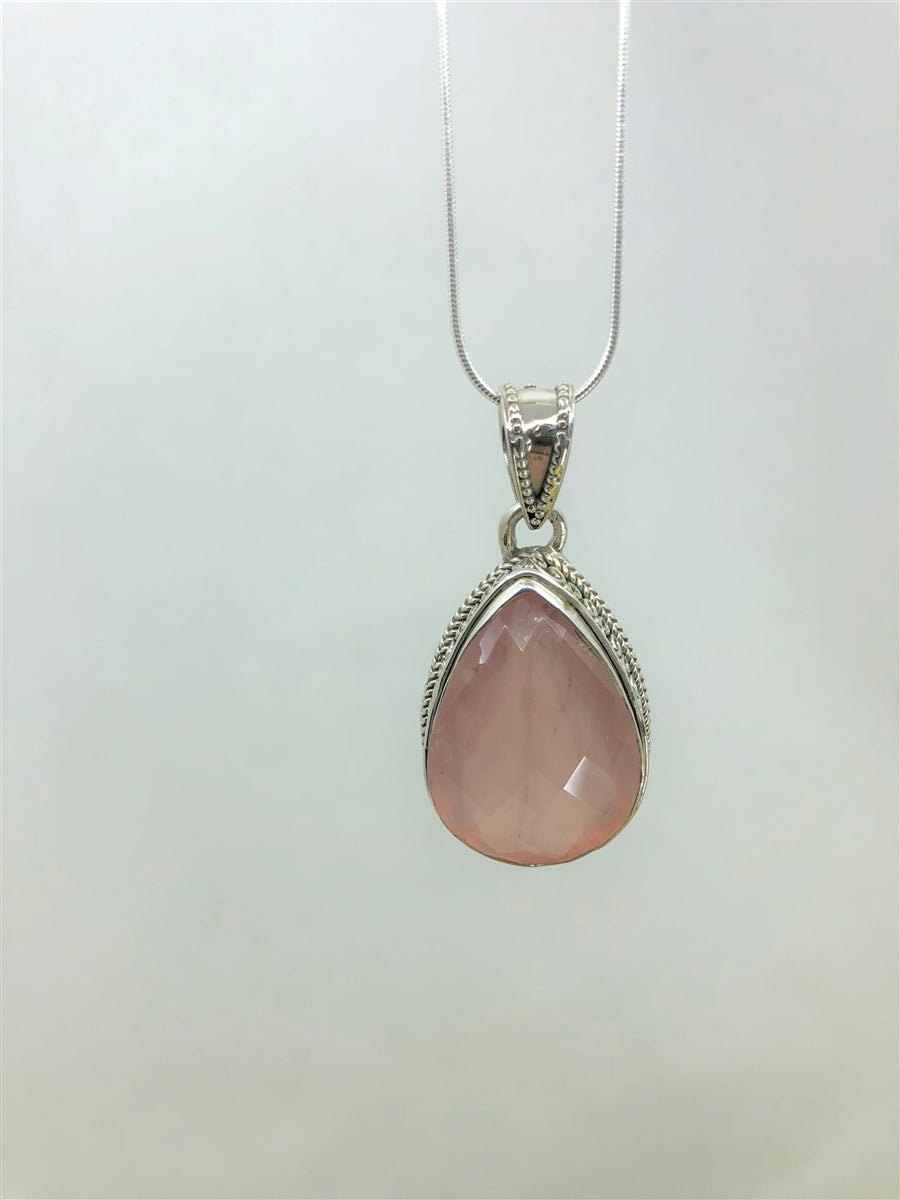 Tear Drop Rose Quartz Pendant