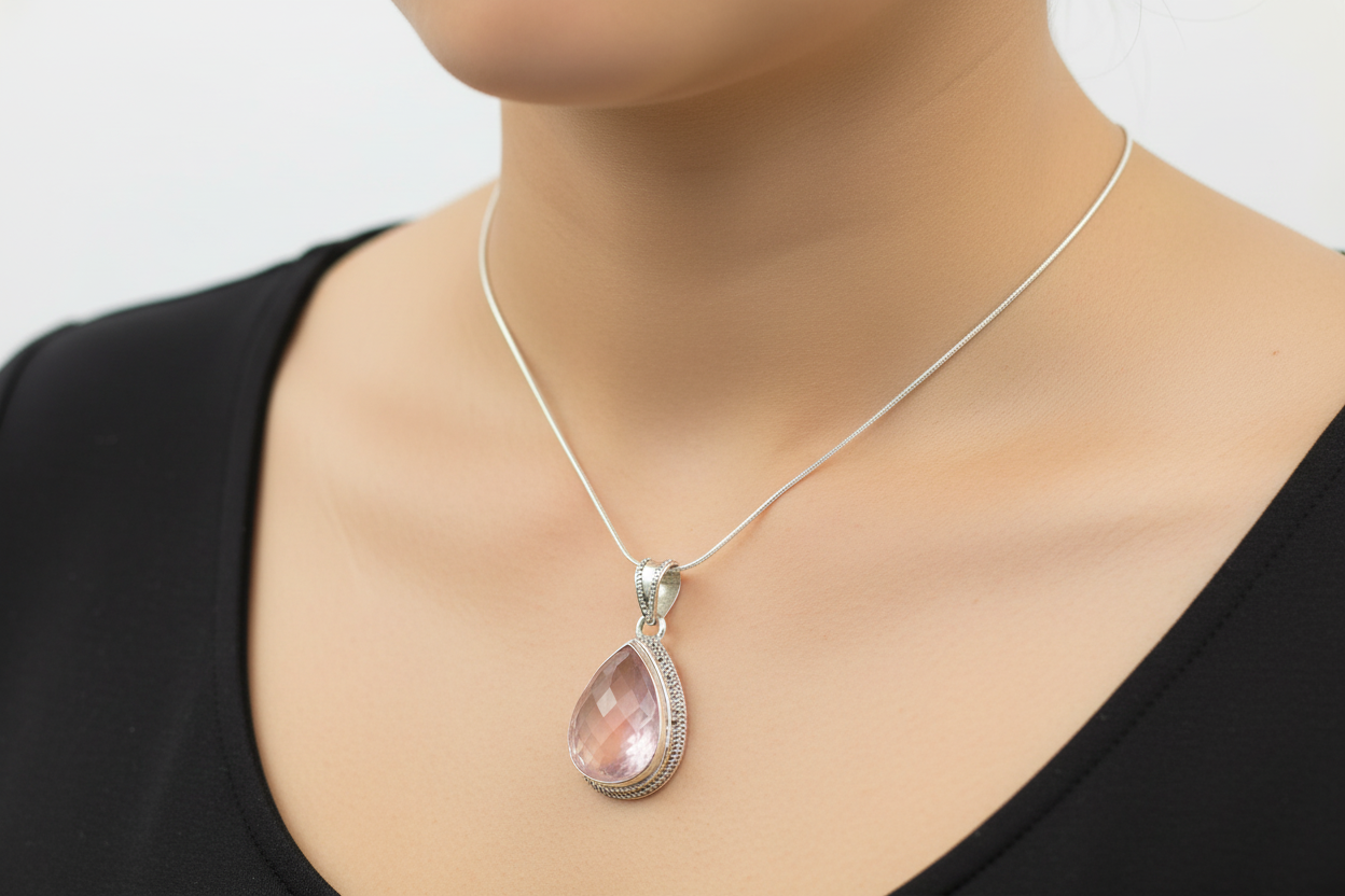 Tear Drop Rose Quartz Pendant