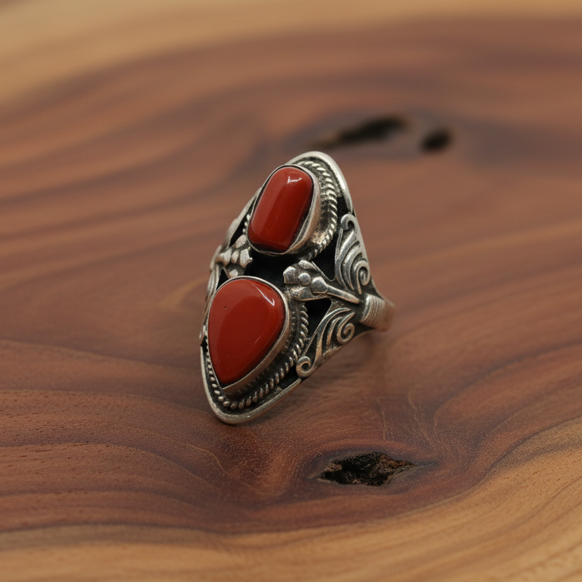 Anillo de coral de 2 piezas 7,25-7,25