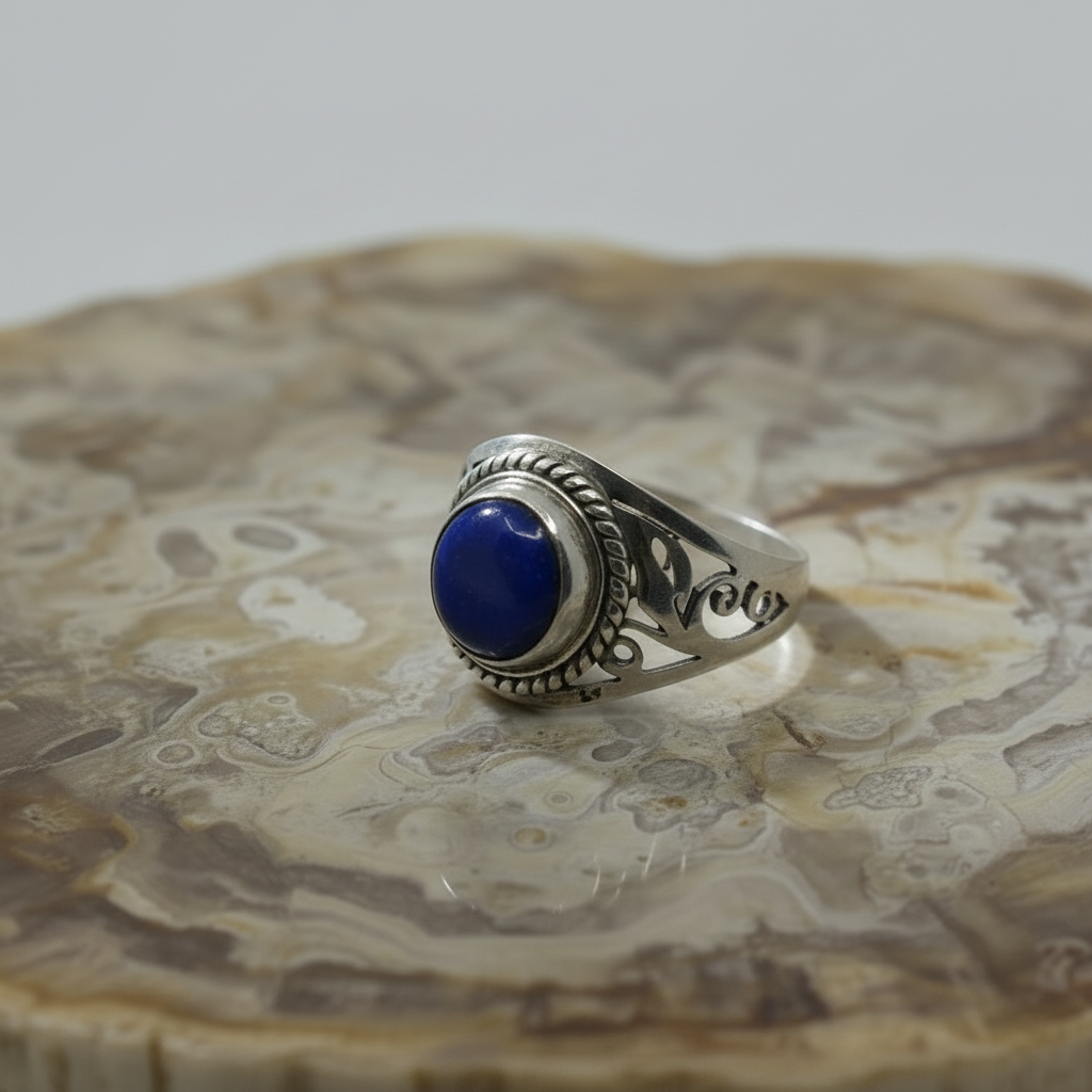 Anillo de lapislázuli redondo 7-7