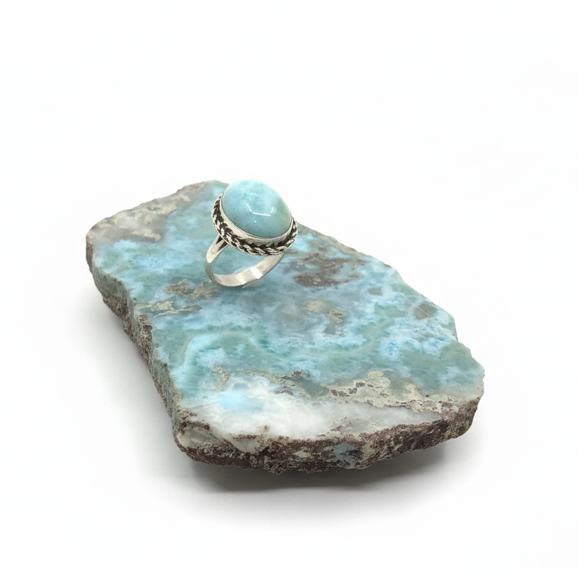 Anillo Larimar Trenzado 6.5-6.5