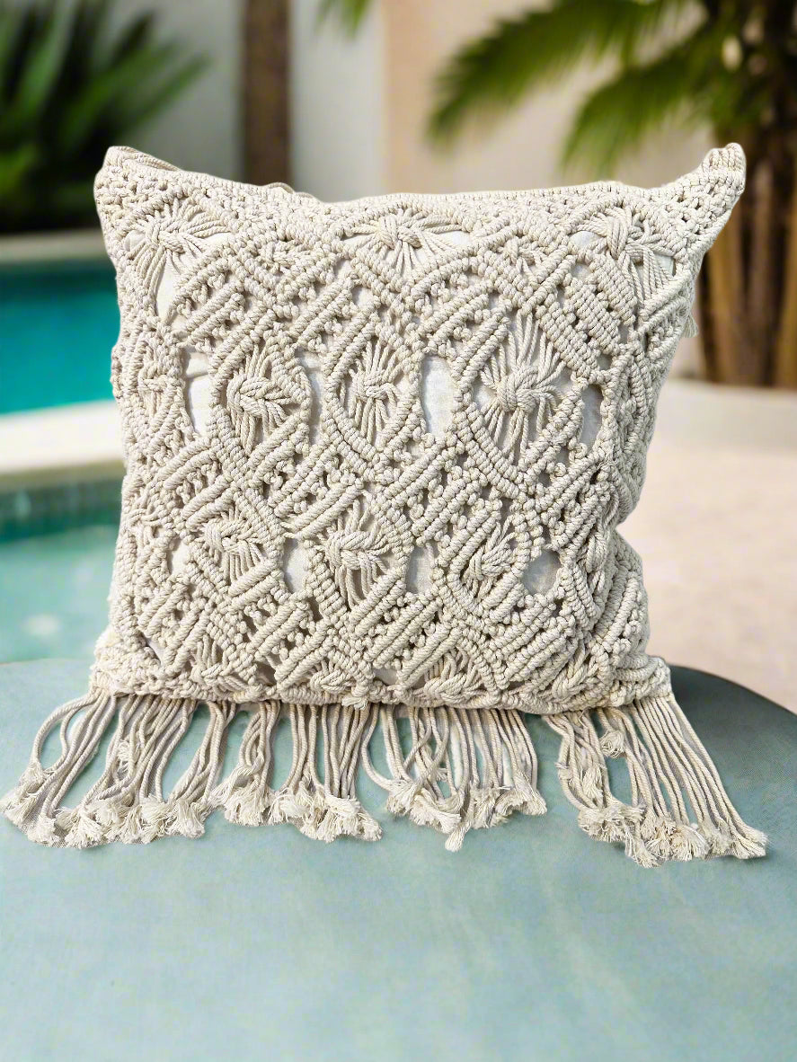 Bohemian Macramé Throw Pillow
