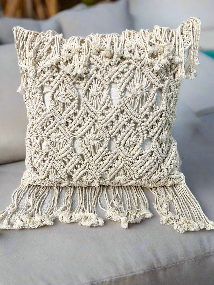 Bohemian Macramé Throw Pillow