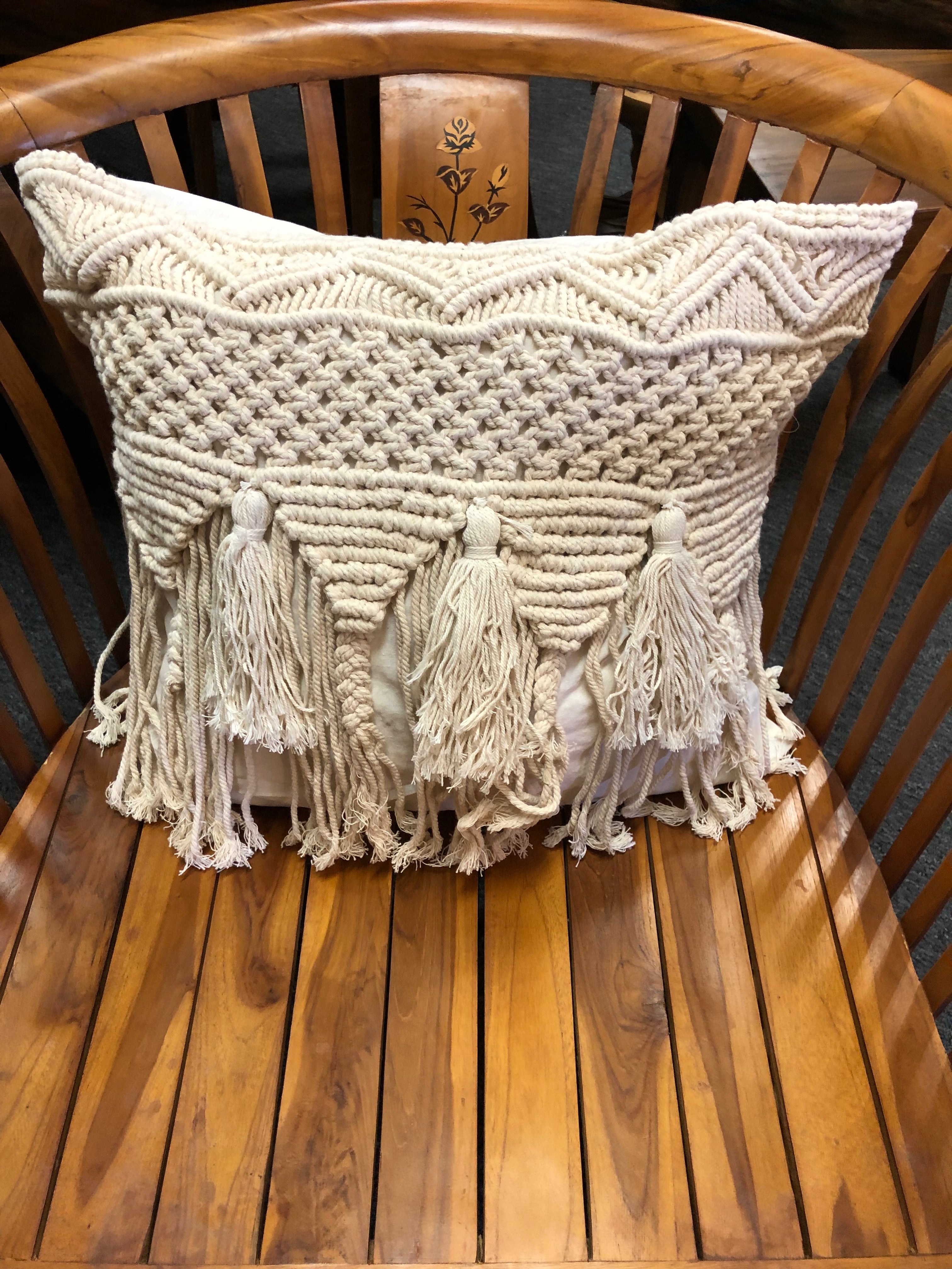 Macramé Fringe Tassel Throw Pillow