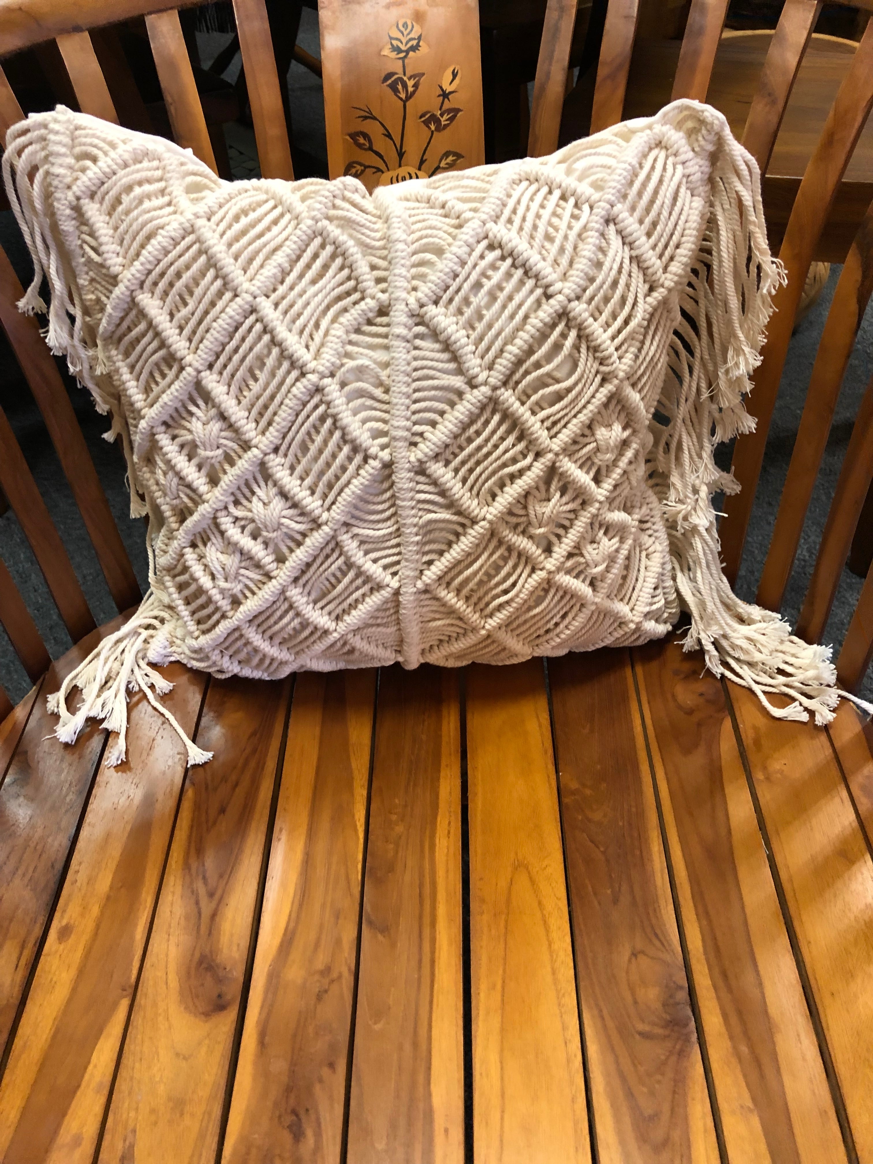 Small Macramé Throw Pillow