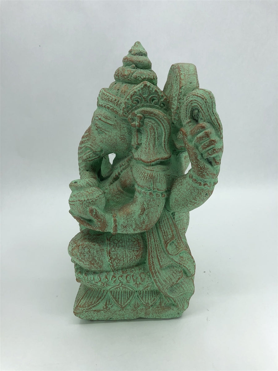 Green Ganesh Stone Statue