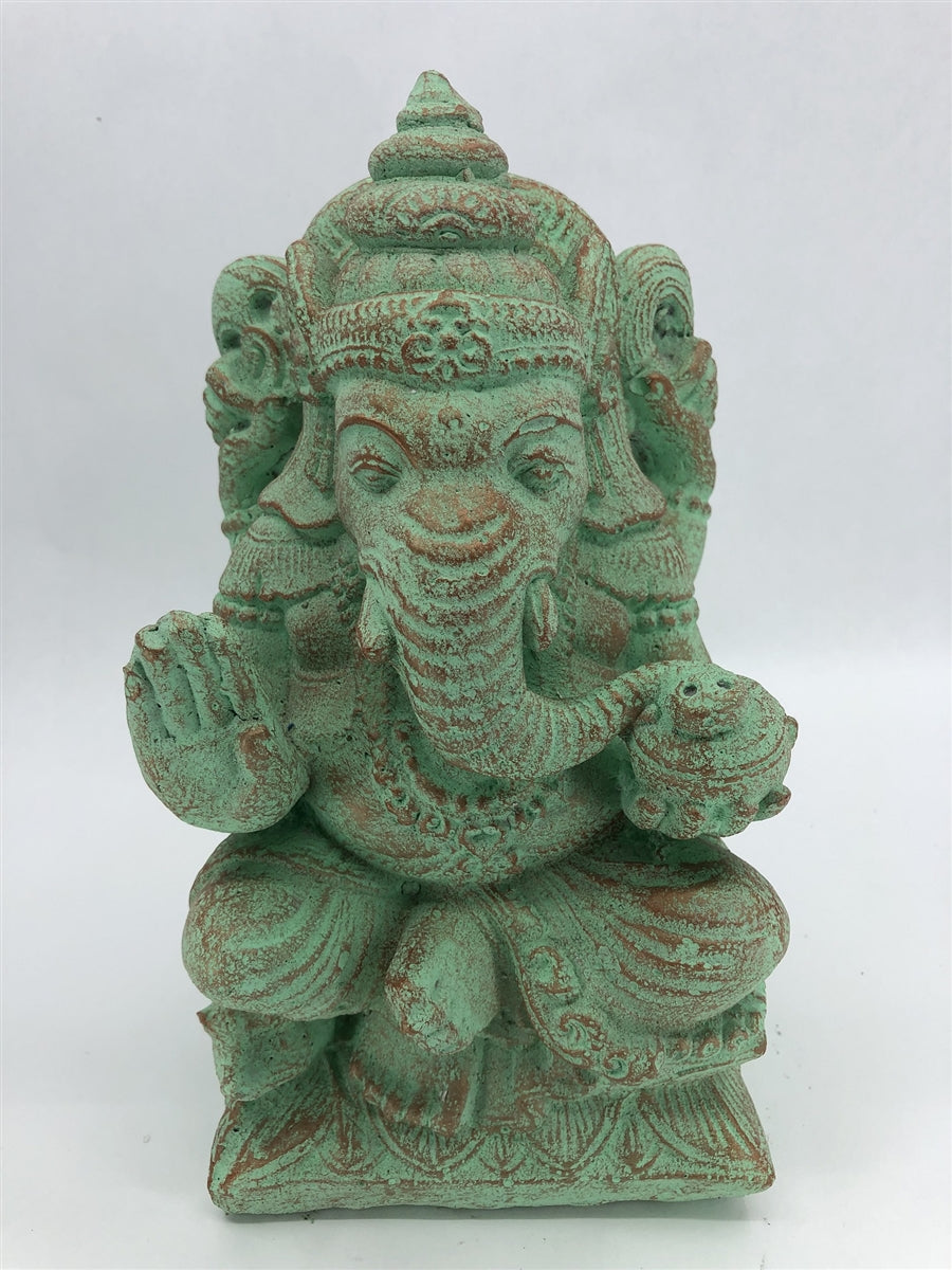 Green Ganesh Stone Statue