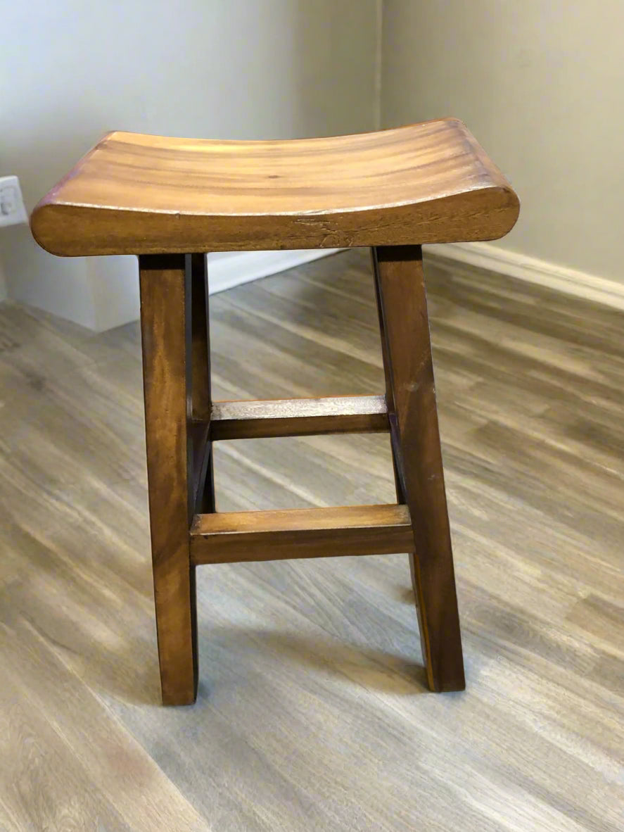 Curved Teak Wood Bar Stool
