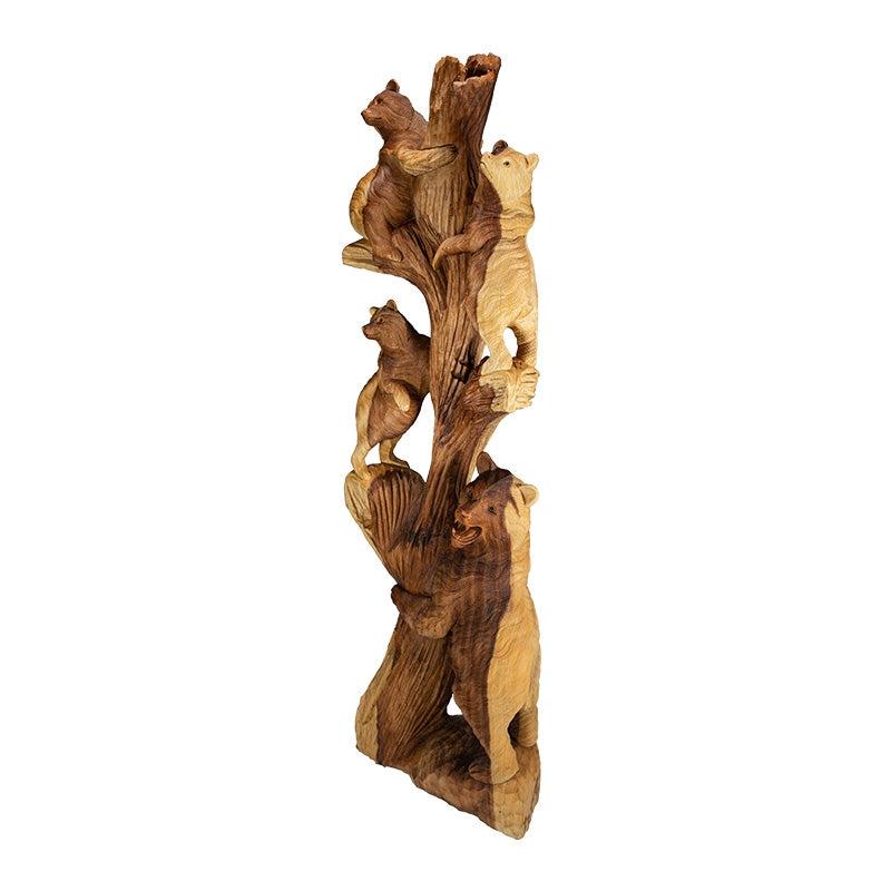 Carved Wood Bear Family