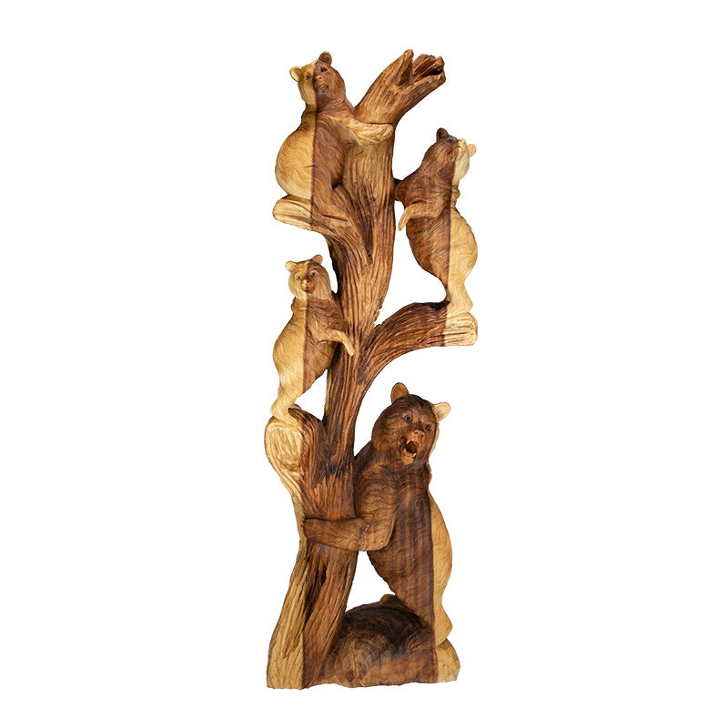 Carved Wood Bear Family