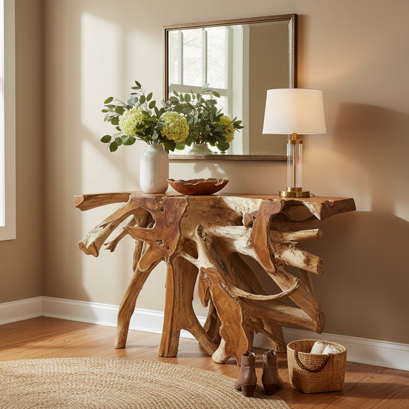 Teak Root Console Table