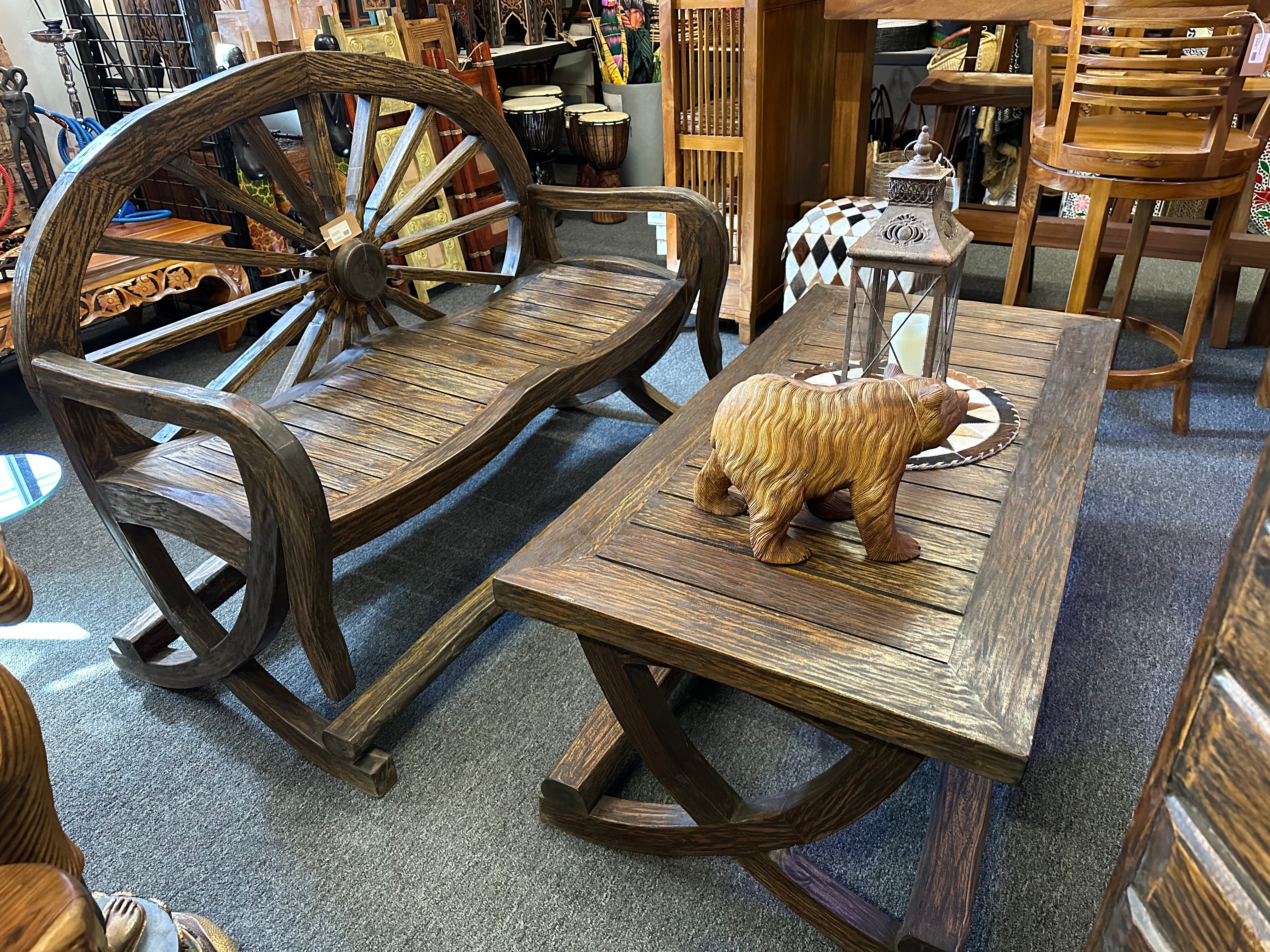 Wagon Wheel Sofa Bench