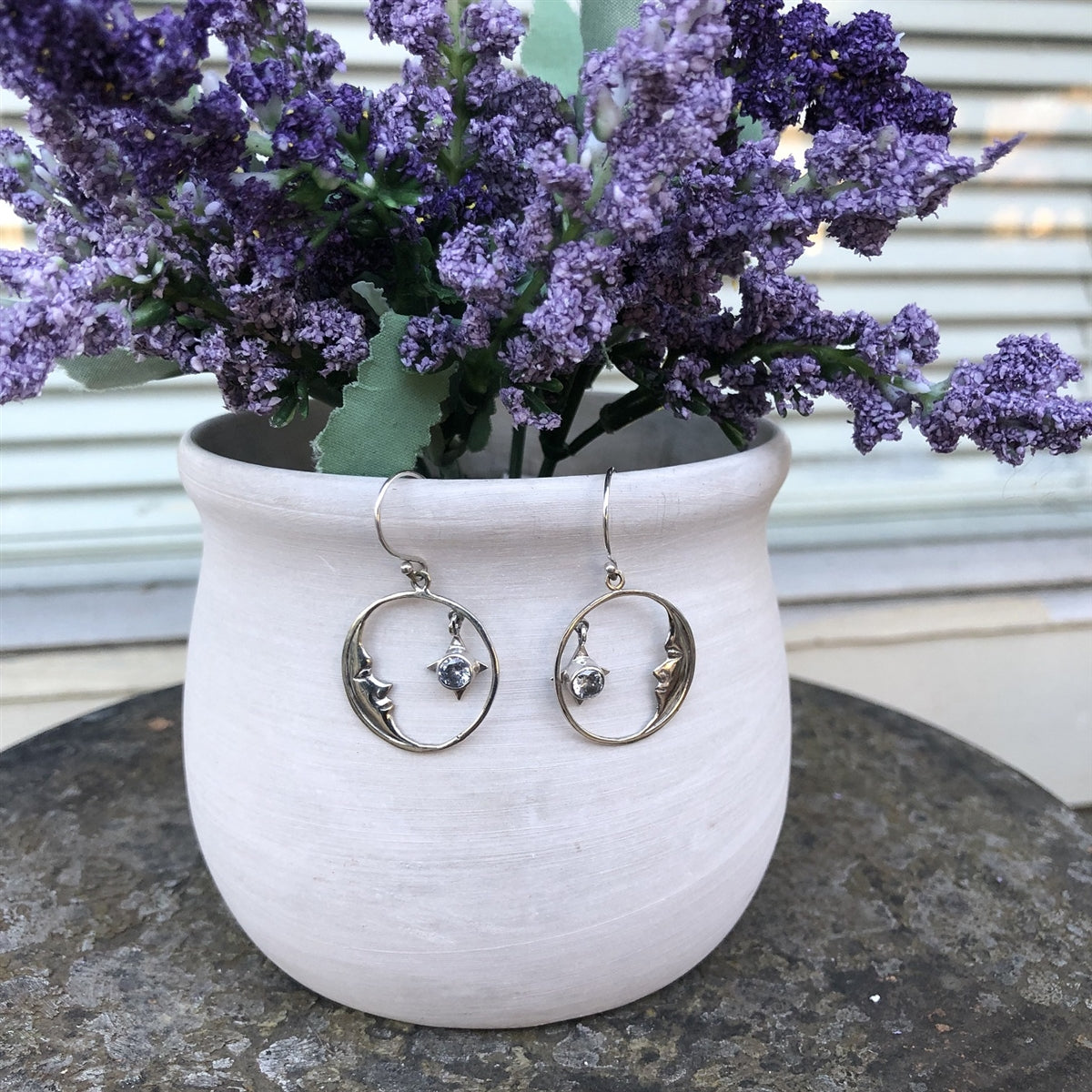 Moon & Star Topaz Earrings