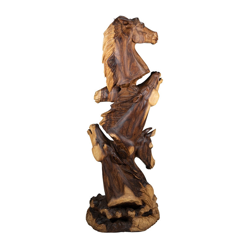 Multiple Carved Horse Head Statue