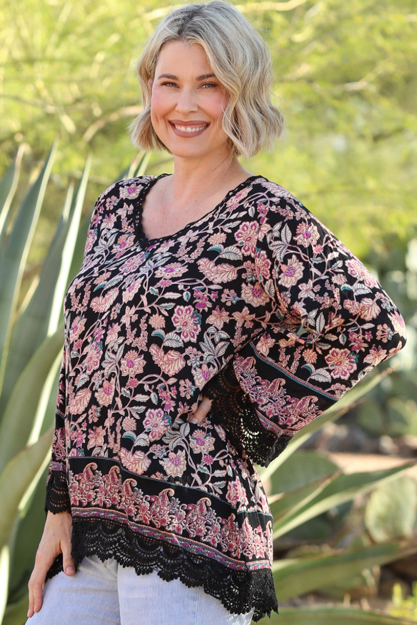 Veneck Crochet Trip Top