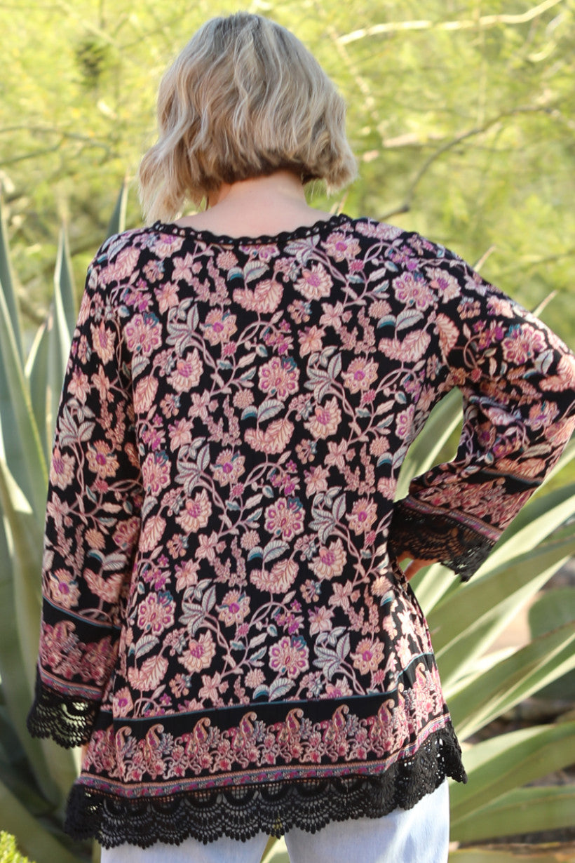 Veneck Crochet Trip Top