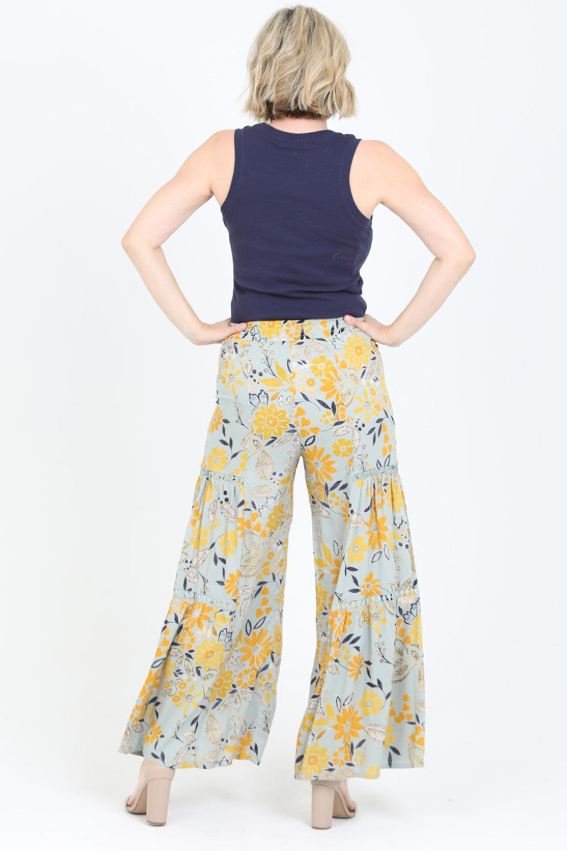 WIDE LEG PANTS LACE INSERTS