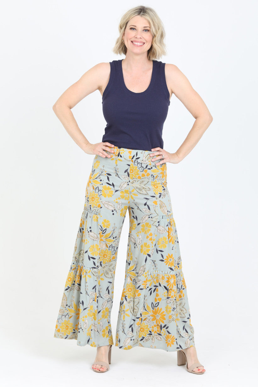 WIDE LEG PANTS LACE INSERTS
