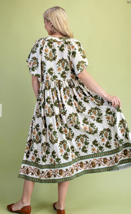 Olive Mix Midi Dress