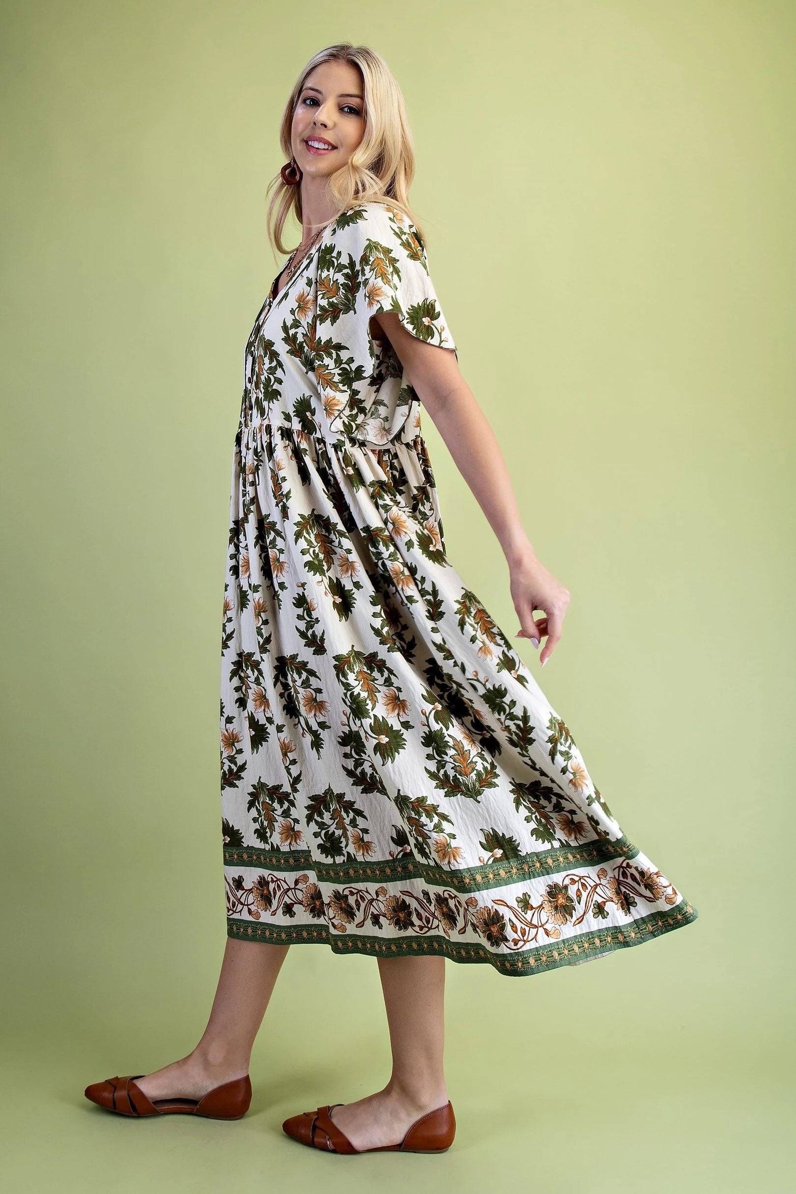 Olive Mix Midi Dress