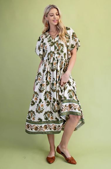 Olive Mix Midi Dress