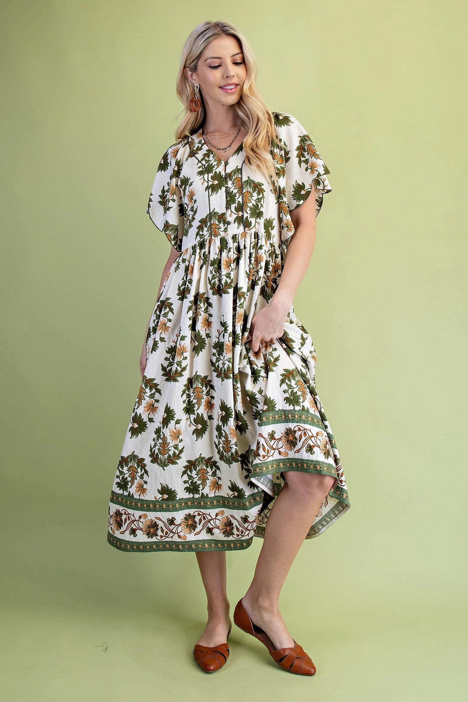 Olive Mix Midi Dress