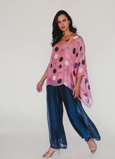 Italian Silk Double Layer Dot Top
