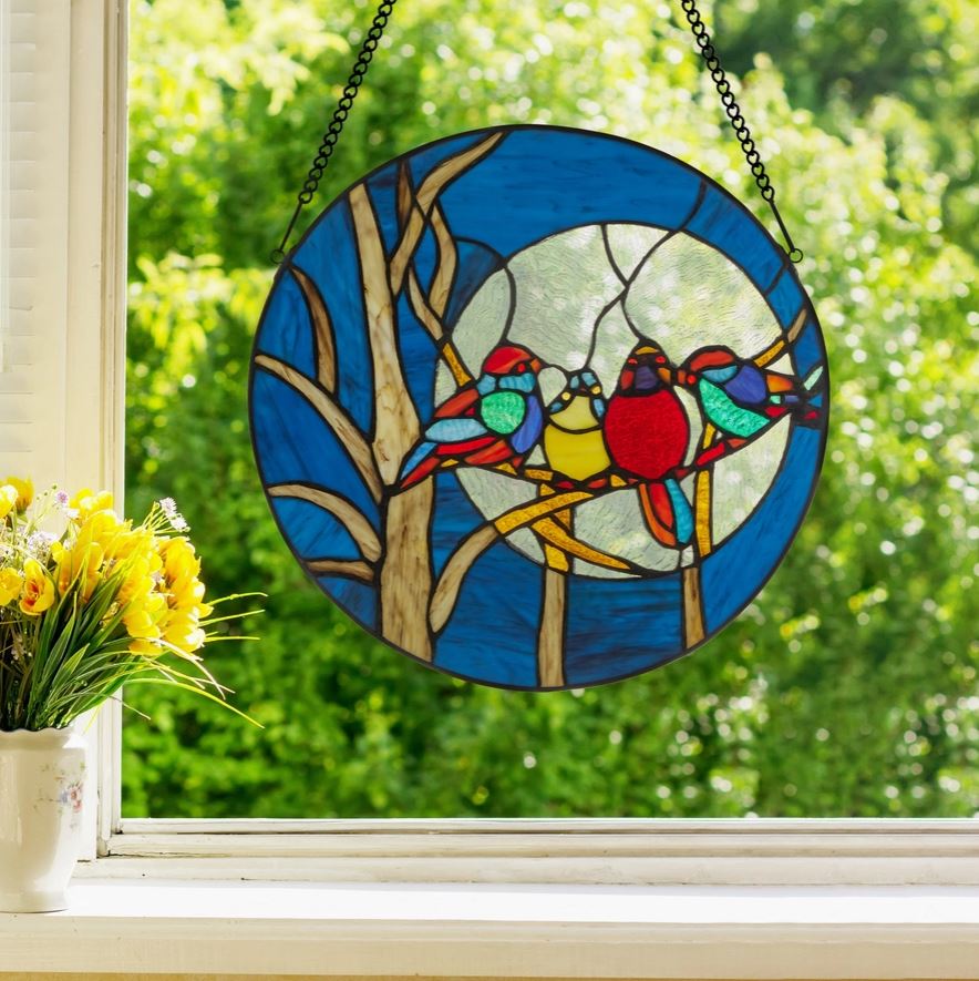 Astrid Blue Birds in The Night Sky Window Panel