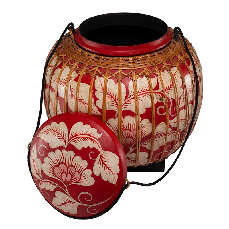 XL Hand Painted Bamboo Basket