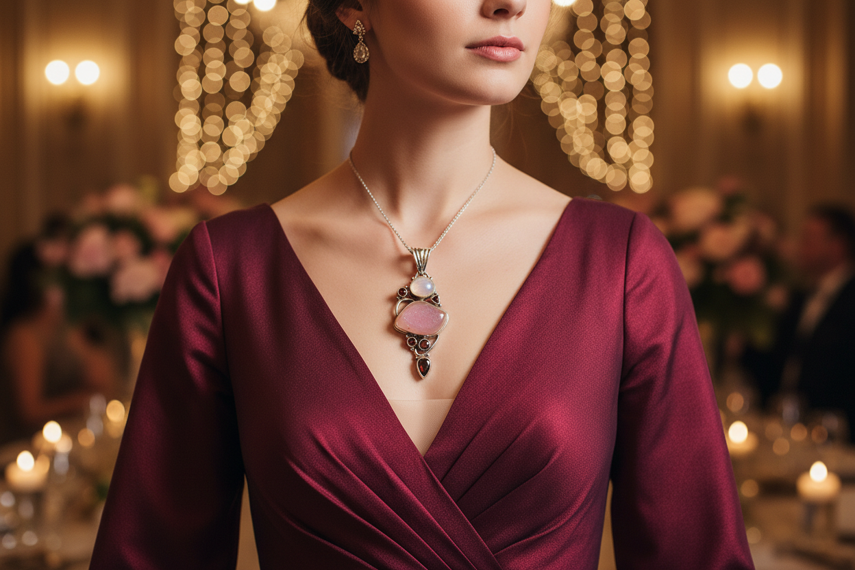 Pink Rose Quartz Druzy Pendant