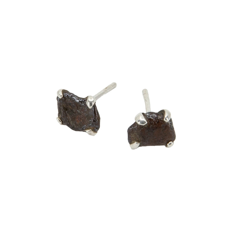 Meteorite Silver Post Earrings