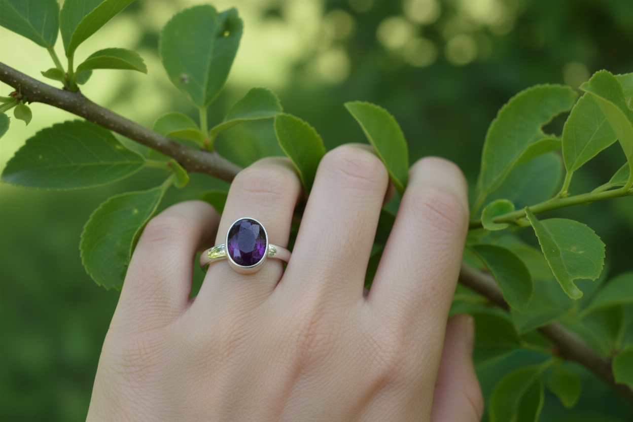 Sterling Silver Ruby Oval Ring