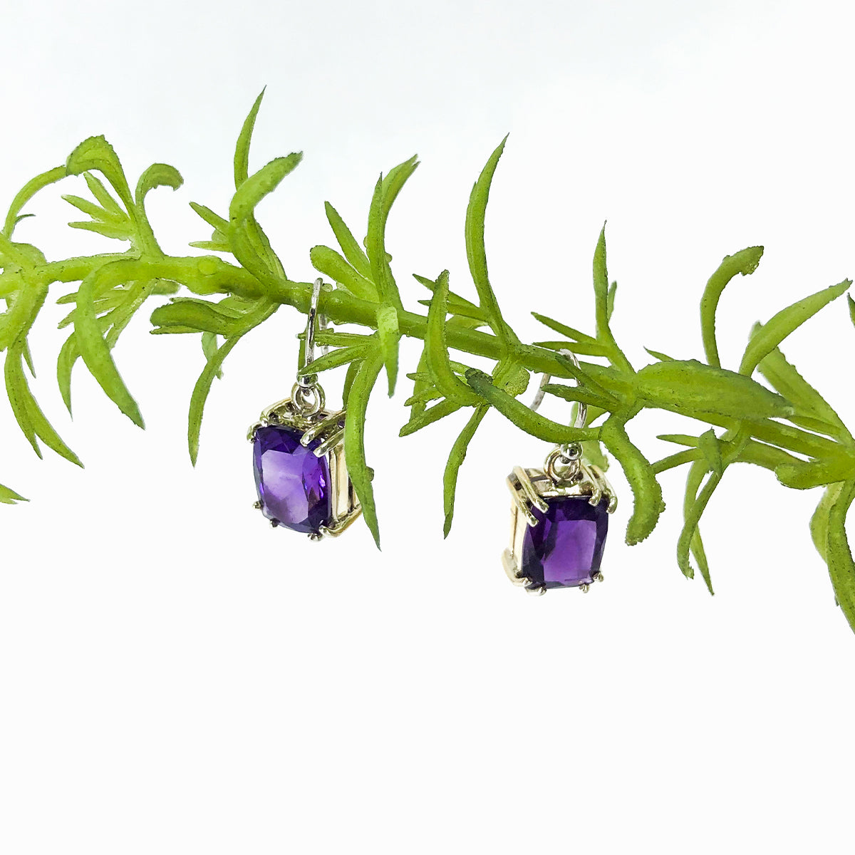 Amethyst Emerald Cut Earrings